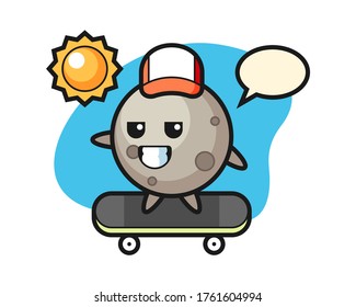 Moon cartoon ride a skateboard