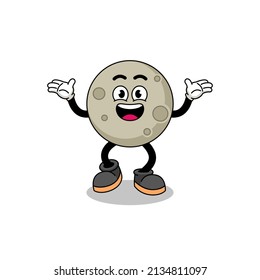 moon cartoon searching with happy gesture , character design