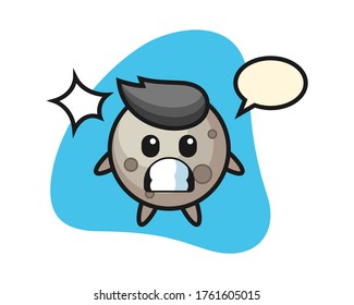 Moon cartoon with shocked gesture