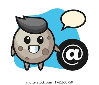 Moon cartoon standing beside the At symbol