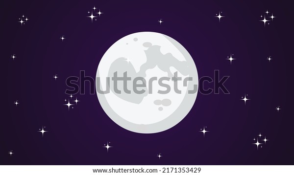 Moon\
in cartoon style flat design, Vector\
illustration.\
