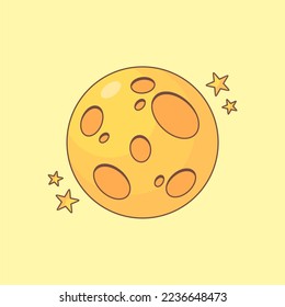 Moon cartoon vector icon illustration. icon concept isolated