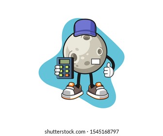 Moon cashier cartoon. Mascot Character vector.