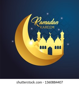 moon with castle to ramadan kareem celebration