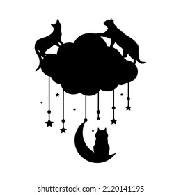 Moon Cat icon vector set. Moon Star illustration sign collection. Luna Cat symbol or logo.