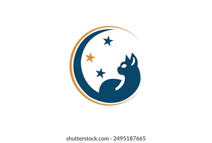 Moon Cat icon vector set. Moon Star illustration sign collection. Luna Cat symbol or logo. Pro Vector