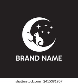 Mondkatzenlogo, das Konzept dieses Logos ist eine Katze, die tagtagtagtagtagtags mit dem Mond spielt