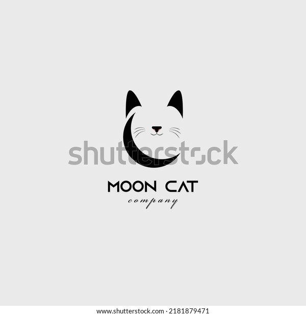 moon cat logo vector\
illustration design