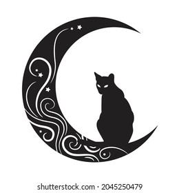 Moon Cat  Mystical black cat   black cat  animal silhouette  Meow Magic  Vector Illustration