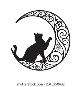 Moon Cat  Mystical black cat   black cat  animal silhouette  Meow Magic  Vector Illustration