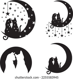 Moon Cat On White Background