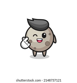 moon character doing Korean finger heart , cute design