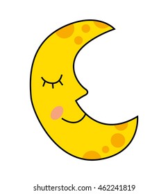 moon character drawn icon vector illustration design