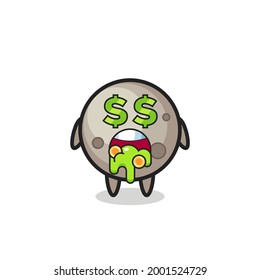 moon character with an expression of crazy about money , cute style design for t shirt, sticker, logo element