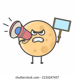 Moon Character Flat Cartoon Vector Design Illustration