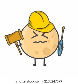 Moon Character Flat Cartoon Vector Design Illustration