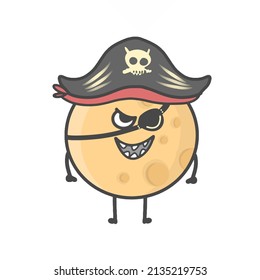 Moon Character Flat Cartoon Vector Design Illustration