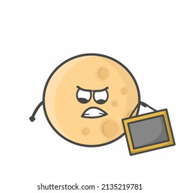 Moon Character Flat Cartoon Vector Design Illustration