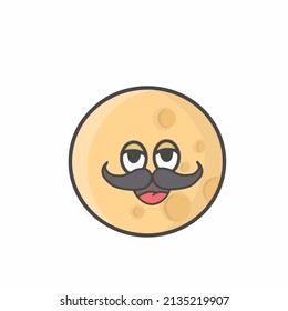 Moon Character Flat Cartoon Vector Design Illustration