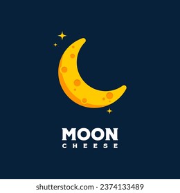 Plantilla de diseño del logotipo de la Luna y el queso