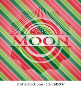 Moon christmas badge background. Vector Illustration. Detailed.