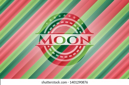 Moon christmas badge background. Vector Illustration. Detailed.