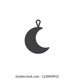 Moon Christmas toy vector icon. filled flat sign for mobile concept and web design. Crescent Xmas bauble simple solid icon. Symbol, logo illustration. Pixel perfect vector graphics