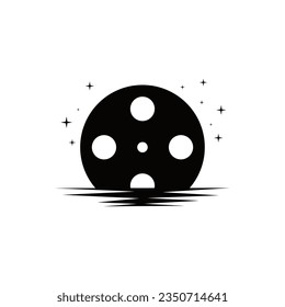 moon cinema vector logo template
