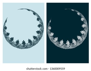 moon circle asymmetric art nouveau vector frame vector