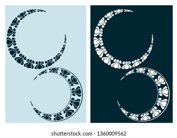 moon circle asymmetric art nouveau vector frame vector