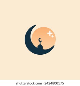 Moon circle Logo inspiration half moon template icon vector