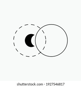 Círculo lunar blanco. La astronomía de la estrella de la luna espacial eclipse el sol abstracto abstracto oscuro abstrak, vector, símbolo, logotipo, icono, signo, Ilustración Minimalista.