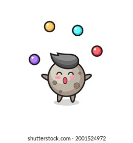 the moon circus cartoon juggling a ball , cute style design for t shirt, sticker, logo element