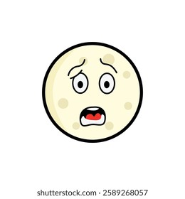 Moon clipart, facial expression moon clipart, yellow moon with facial expression and black outline.