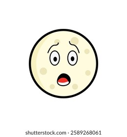 Moon clipart, facial expression moon clipart, yellow moon with facial expression and black outline.