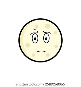 Moon clipart, facial expression moon clipart, yellow moon with facial expression and black outline.