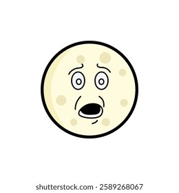Moon clipart, facial expression moon clipart, yellow moon with facial expression and black outline.