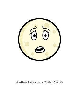 Moon clipart, facial expression moon clipart, yellow moon with facial expression and black outline.