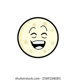 Moon clipart, facial expression moon clipart, yellow moon with facial expression and black outline.