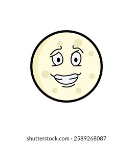 Moon clipart, facial expression moon clipart, yellow moon with facial expression and black outline.