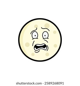 Moon clipart, facial expression moon clipart, yellow moon with facial expression and black outline.