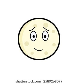 Moon clipart, facial expression moon clipart, yellow moon with facial expression and black outline.