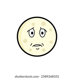 Moon clipart, facial expression moon clipart, yellow moon with facial expression and black outline.