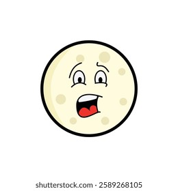 Moon clipart, facial expression moon clipart, yellow moon with facial expression and black outline.