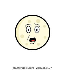 Moon clipart, facial expression moon clipart, yellow moon with facial expression and black outline.