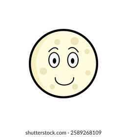 Moon clipart, facial expression moon clipart, yellow moon with facial expression and black outline.