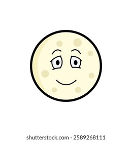 Moon clipart, facial expression moon clipart, yellow moon with facial expression and black outline.