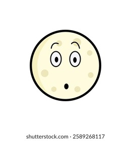 Moon clipart, facial expression moon clipart, yellow moon with facial expression and black outline.