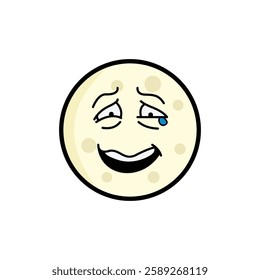 Moon clipart, facial expression moon clipart, yellow moon with facial expression and black outline.