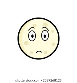 Moon clipart, facial expression moon clipart, yellow moon with facial expression and black outline.